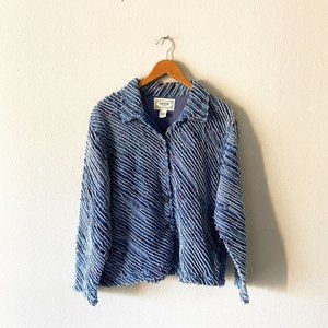 Tantrums blue vintage 80s frayed jacket 100% cotton boho M frayed